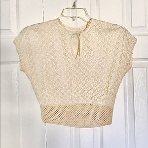 Vintage 60s or Before Ribbon Popcorn Crop Top RARE
